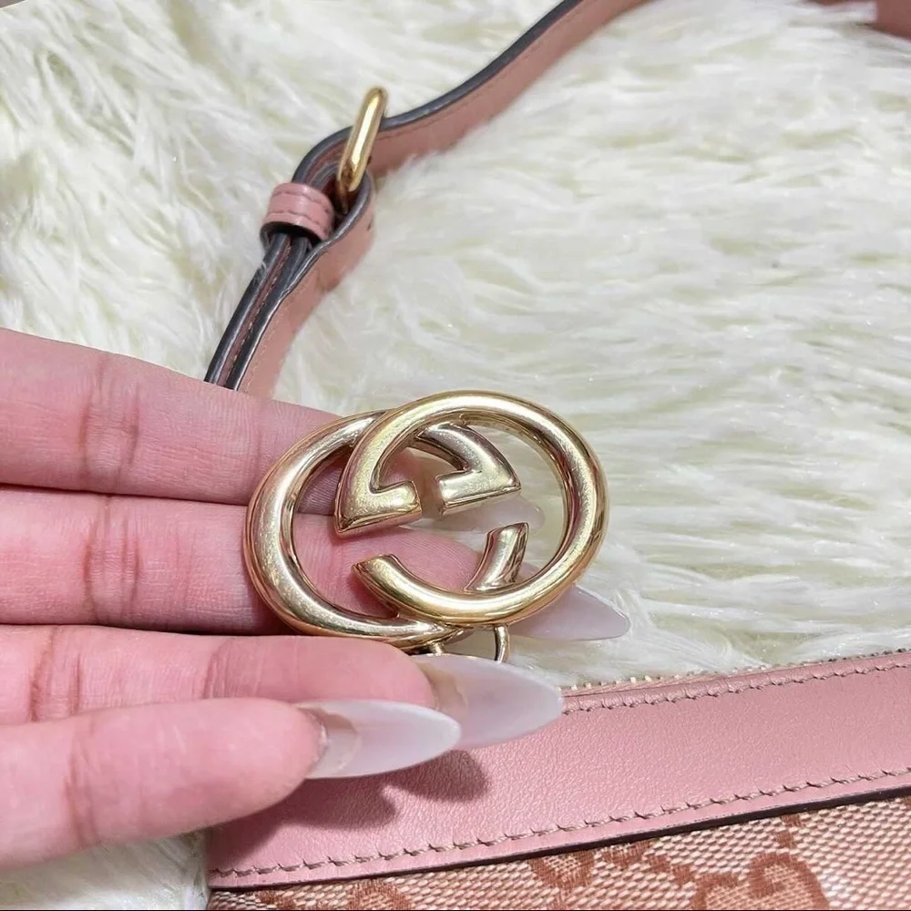 💯AUTH GUCCI PINK MINI SHOULDER BAG LOGO POUCHETTE - Picture 10 of 13